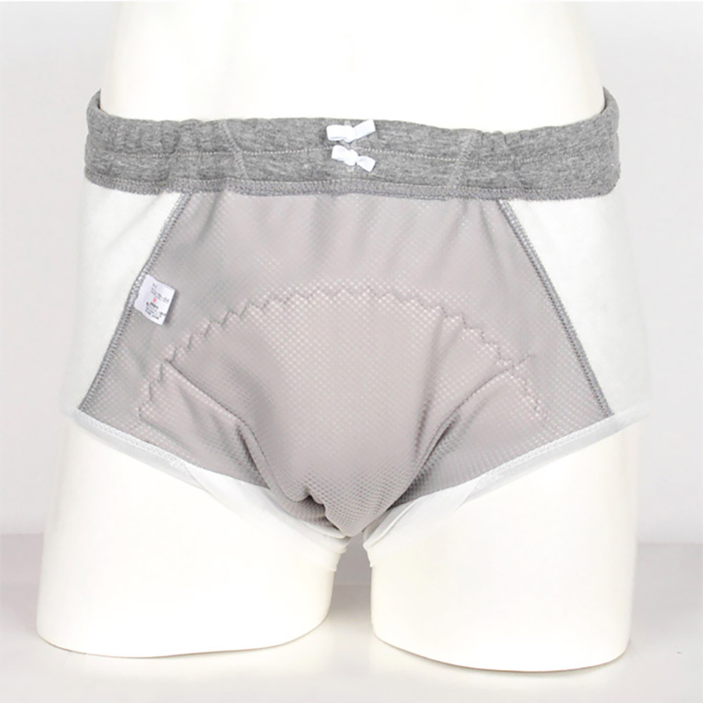 【33018】男性用尿漏れパンツ【前閉じ】【300cc】【S/M/L/LL/3L】グレーのみ/綿100%/日本製/失禁男性用