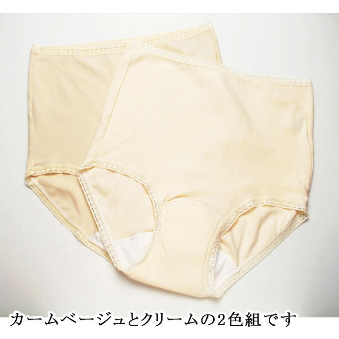 【2枚組】ムレにくい快適失禁ショーツ【無地】【パッド部30cc】【M/L/LL/3L】綿100%/尿漏れショーツ失禁女性用