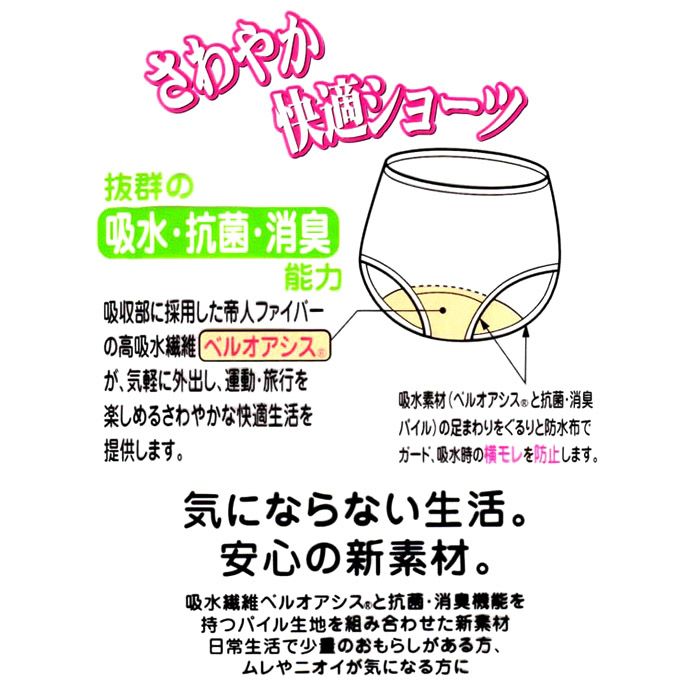 【Nojima】さわやか快適ショーツ【パッド部35cc】【LL/3L】綿100%/日本製/尿漏れショーツ失禁女性用